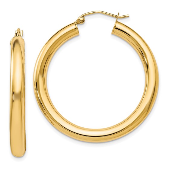 14K Polished Lightweight Hoop Earrings - 37 mm 14K Polished Lightweight Hoop Earrings - 37 mm