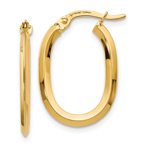 14K Polished Oval Hinged Hoop Earrings - 22 mm 14K Polished Oval Hinged Hoop Earrings - 22 mm