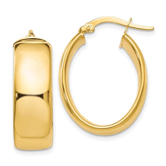 14K Polished Oval Hoop Earrings - 26 mm 14K Polished Oval Hoop Earrings - 26 mm
