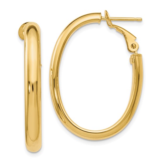 14K Polished Oval Hoop Earrings - 30 mm 14K Polished Oval Hoop Earrings - 30 mm