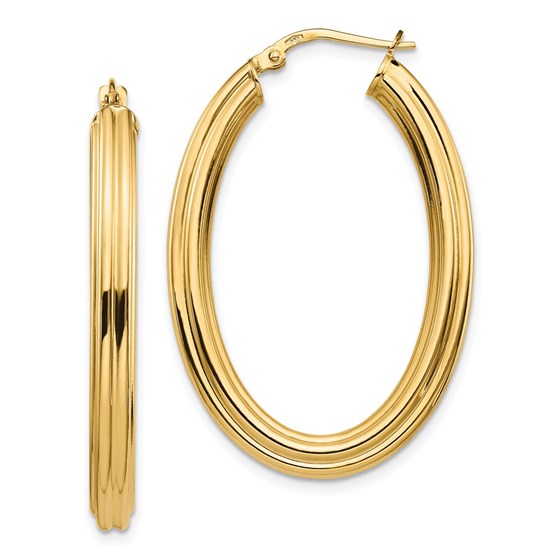 14K Polished Oval Hoop Earrings - 38.42 mm 14K Polished Oval Hoop Earrings - 38.42 mm
