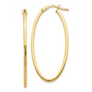 14K Polished Oval Hoop Earrings - 40 mm