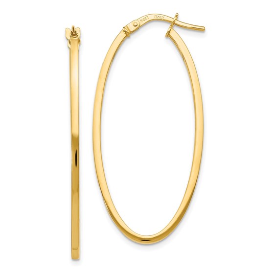 14K Polished Oval Hoop Earrings - 40 mm 14K Polished Oval Hoop Earrings - 40 mm