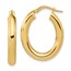 14K Polished Oval Hoops - 10.69 mm