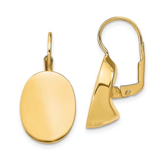 14K Polished Oval Leverback Earrings - 25.07 mm 14K Polished Oval Leverback Earrings - 25.07 mm