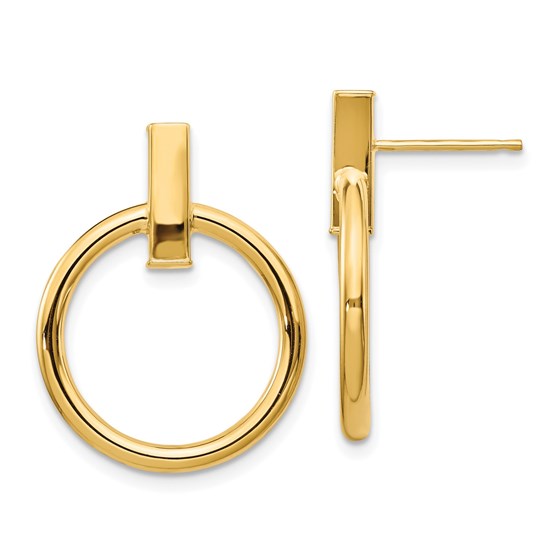 14K Polished Post Dangle Earrings - 24 mm 14K Polished Post Dangle Earrings - 24 mm