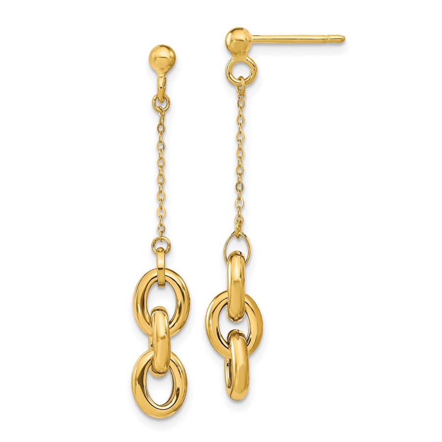 14K Polished Post Dangle Earrings - 41.7 mm