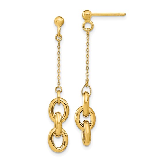 14K Polished Post Dangle Earrings - 41.7 mm 14K Polished Post Dangle Earrings - 41.7 mm