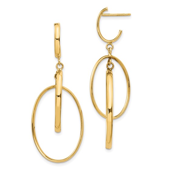 14K Polished Post Dangle Earrings - 45 mm