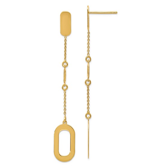 14K Polished Post Dangle Earrings - 58 mm 14K Polished Post Dangle Earrings - 58 mm