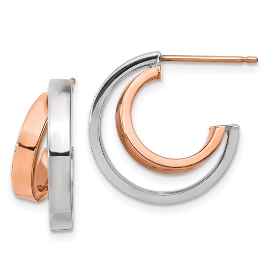 14K Polished Rose and White Hoop Earrings - 18.9 mm 14K Polished Rose and White Hoop Earrings - 18.9 mm