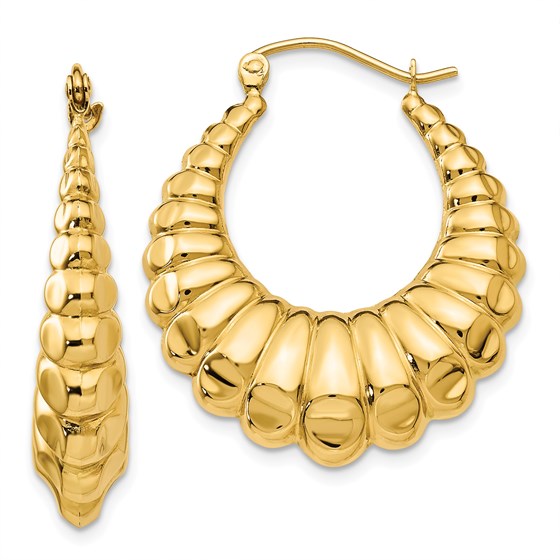 14k Polished Scalloped Hollow Hoop Earrings 14k Polished Scalloped Hollow Hoop Earrings