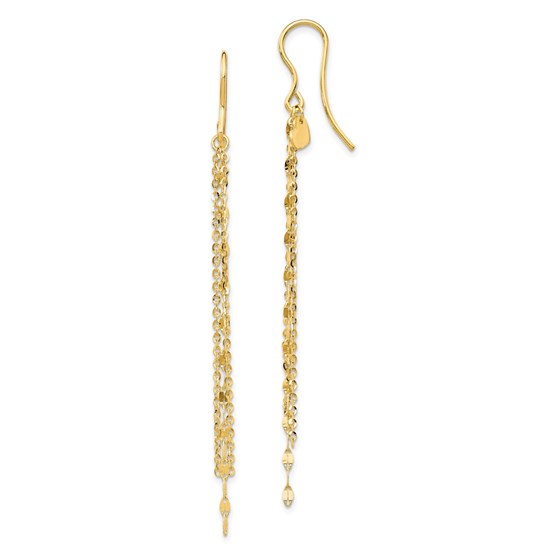 14K Polished Tassel Dangle Shephard Hook Earrings - 75 mm 14K Polished Tassel Dangle Shephard Hook Earrings - 75 mm