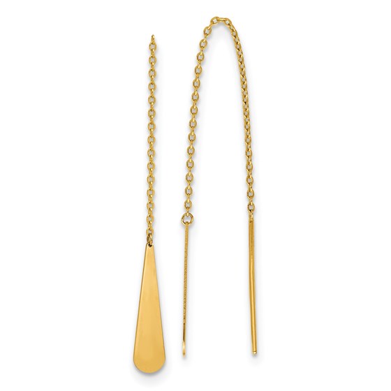 14K Polished Tear Drop Threader Earrings - 102 mm 14K Polished Tear Drop Threader Earrings - 102 mm