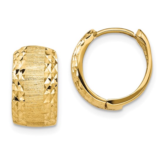 14K Polished & Textured D/C Hinged Hoop Earrings - 13.49 mm 14K Polished & Textured D/C Hinged Hoop Earrings - 13.49 mm
