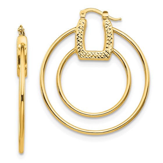 14K Polished & Textured Fancy Hoop Earrings - 41.44 mm 14K Polished & Textured Fancy Hoop Earrings - 41.44 mm