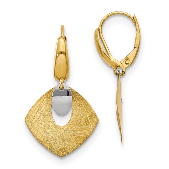 14K Polished & Textured Fancy Leverback Earrings - 32 mm 14K Polished & Textured Fancy Leverback Earrings - 32 mm