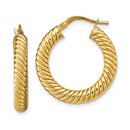 14K Polished Textured Hoop Earrings - 25.01 mm