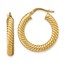 14K Polished Textured Hoop Earrings - 25.01 mm