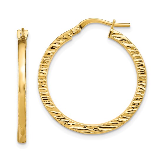 14K Polished Textured Hoop Earrings - 26.27 mm 14K Polished Textured Hoop Earrings - 26.27 mm