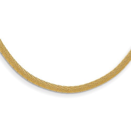 14K Polished Textured Mesh w/ .75in ext. Necklace - 18.5 in.