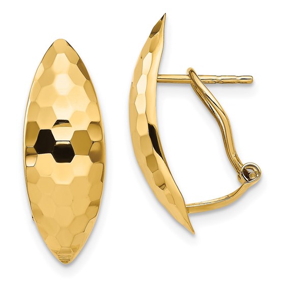 14K Polished & Textured Omega Back Earrings - 21.04 mm 14K Polished & Textured Omega Back Earrings - 21.04 mm