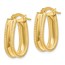 14K Polished Textured Oval Hoop Earrings - 19 mm