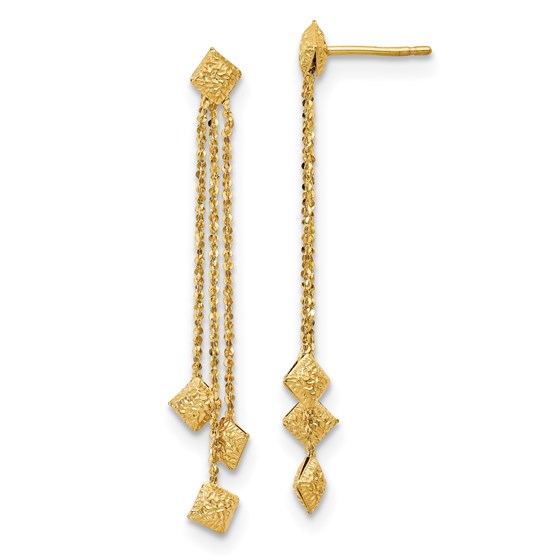 14K Polished & Textured Post Dangle Earrings - 47 mm 14K Polished & Textured Post Dangle Earrings - 47 mm