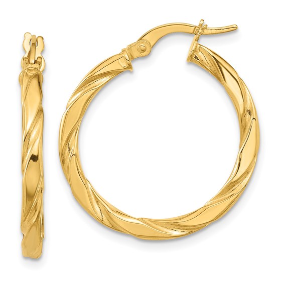 14K Polished Textured Twisted Hoop Earrings - 26 mm 14K Polished Textured Twisted Hoop Earrings - 26 mm