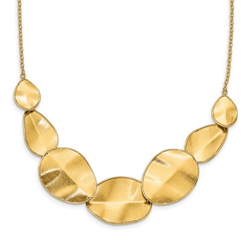 14K Polished Textured w/ 2in ext Necklace - 18.5 in.