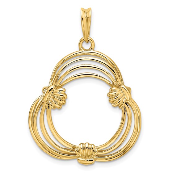 14K Polished Triple Wire w/ Shell Prongs 16.5 mm Coin Bezel 14K Polished Triple Wire w/ Shell Prongs 16.5 mm Coin Bezel