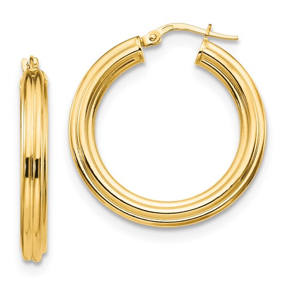 14K Polished Tube Hoop Earrings - 29.73 mm 14K Polished Tube Hoop Earrings - 29.73 mm