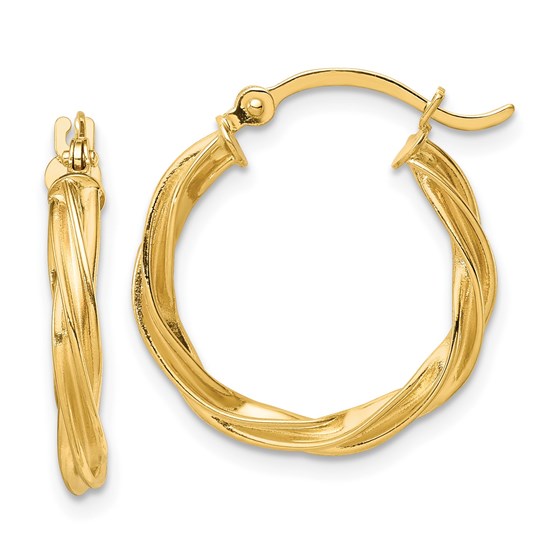 14K Polished Twisted 2.5mm Hoop Earrings - 20.5 mm 14K Polished Twisted 2.5mm Hoop Earrings - 20.5 mm