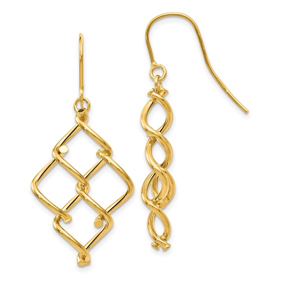 14K Polished Twisted Dangle Earrings - 38 mm 14K Polished Twisted Dangle Earrings - 38 mm
