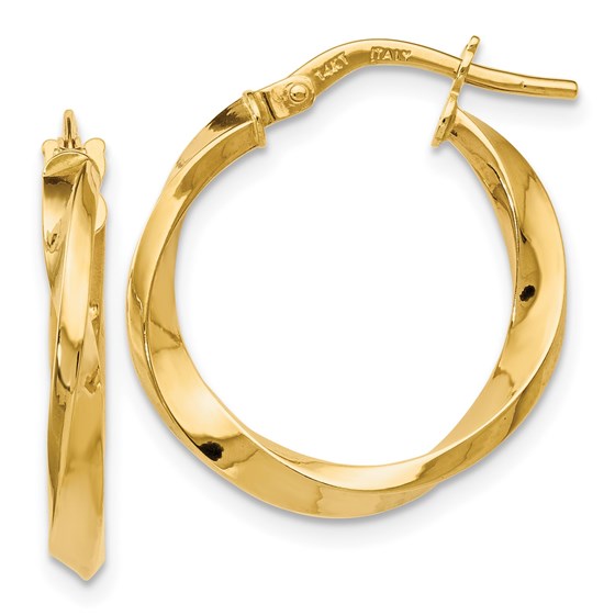 14K Polished Twisted Hoop Earrings - 21 mm 14K Polished Twisted Hoop Earrings - 21 mm