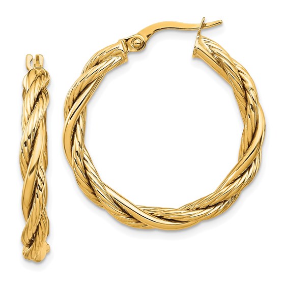 14K Polished Twisted Hoop Earrings - 28 mm 14K Polished Twisted Hoop Earrings - 28 mm