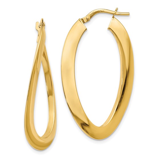 14K Polished Twisted Oval Hoop Earrings - 38 mm 14K Polished Twisted Oval Hoop Earrings - 38 mm