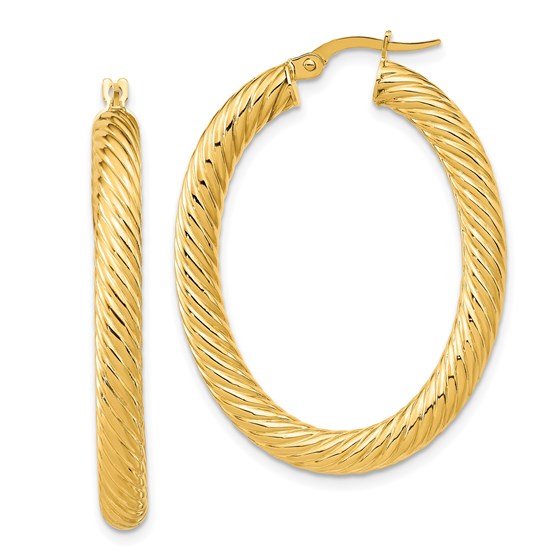 14K Polished Twisted Oval Hoop Earrings - 39.6 mm 14K Polished Twisted Oval Hoop Earrings - 39.6 mm