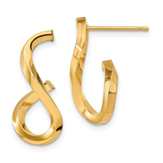 14K Polished Twisted Post Dangle Earrings - 22 mm 14K Polished Twisted Post Dangle Earrings - 22 mm