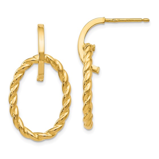 14K Polished Twisted Post Dangle Earrings - 28 mm 14K Polished Twisted Post Dangle Earrings - 28 mm