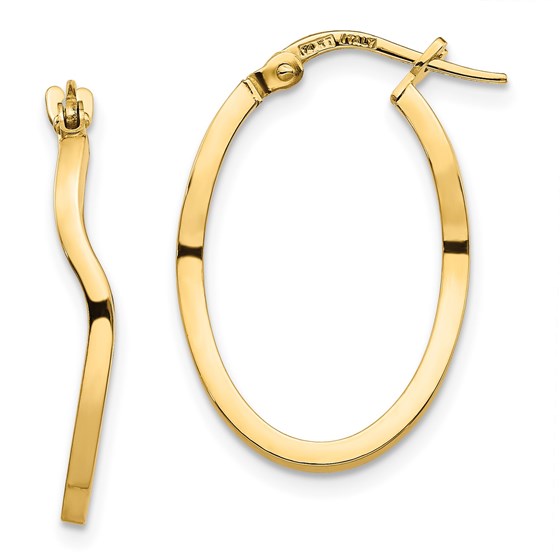 14K Polished Wavy Fancy Hoop Earrings - 23.67 mm 14K Polished Wavy Fancy Hoop Earrings - 23.67 mm