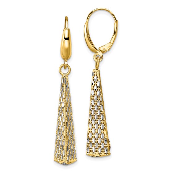 14K Rhodium D/C Leverback Earrings - 47.75 mm 14K Rhodium D/C Leverback Earrings - 47.75 mm