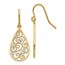 14k & Rhodium Diamond-cut Filigree Teardrop Wire Earrings