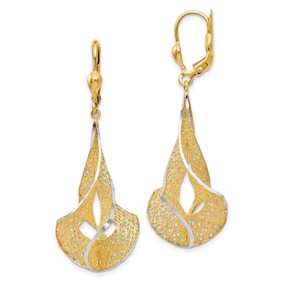 14K Rhodium-plated D/C Filigree Leverback Earrings - 46 mm 14K Rhodium-plated D/C Filigree Leverback Earrings - 46 mm