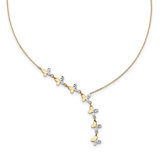 14K Rhodium-plated Polished D/C Butterfly Necklace - 18 in.