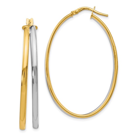 14K Rhodium-plated Polished Hoop Earrings - 44 mm 14K Rhodium-plated Polished Hoop Earrings - 44 mm