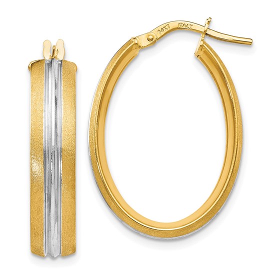 14K Rhodium-plated Textured Hoop Earrings - 27.75 mm 14K Rhodium-plated Textured Hoop Earrings - 27.75 mm