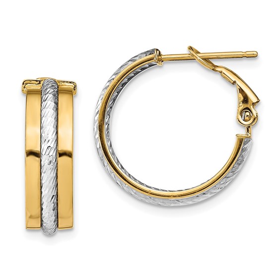 14K Rhodium Textured Hoop Earrings - 19.5 mm 14K Rhodium Textured Hoop Earrings - 19.5 mm