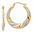 14k & Rhodium Textured Stamped Hoop Earrings - 44 mm
