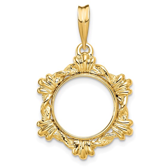 14K Rope w/ Shell Motif 13 mm Prong Coin Bezel 14K Rope w/ Shell Motif 13 mm Prong Coin Bezel